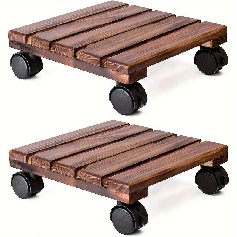 Lockable Patio Outdoor Roller Flower Pot 30.48 cm - Set of 2-0