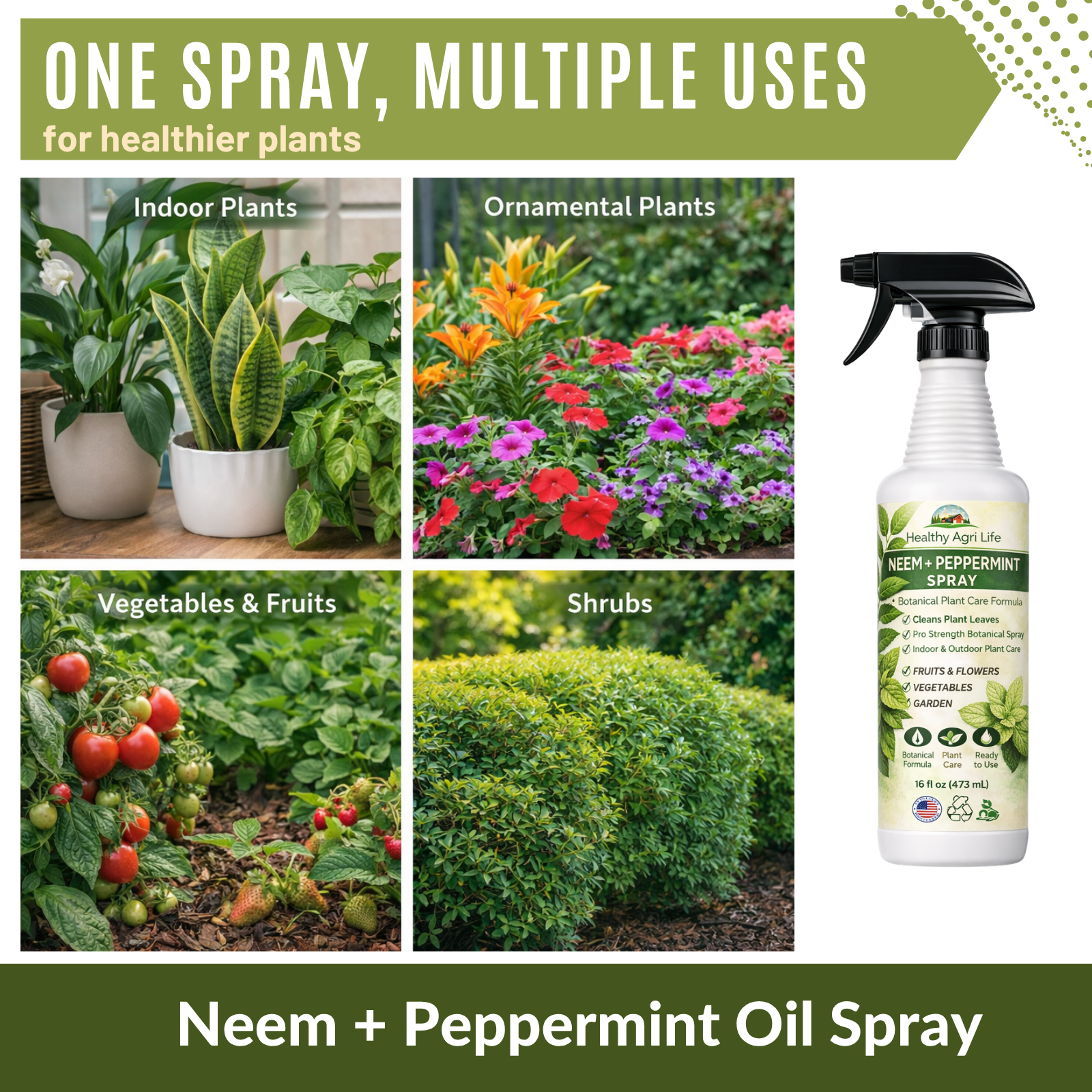 Neem & Peppermint Plant Spray for Garden, Vegetables & Indoor Plants – Botanical Leaf Care Mist, Supports Clean Healthy Leaves, Ready-to-Use Garden Spray for Fruits, Herbs & Houseplants-4