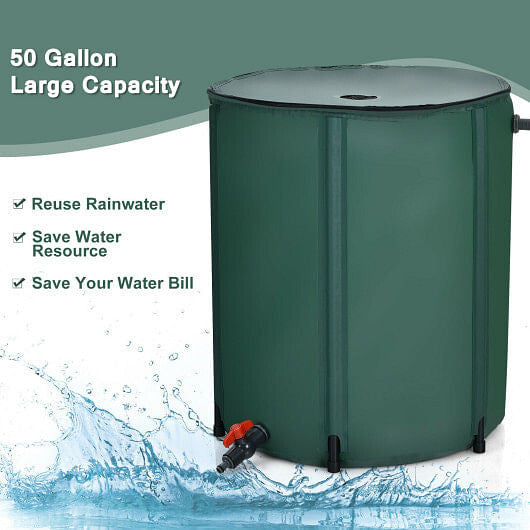 53 Gallon Portable Collapsible Rain Barrel Water Collector-3