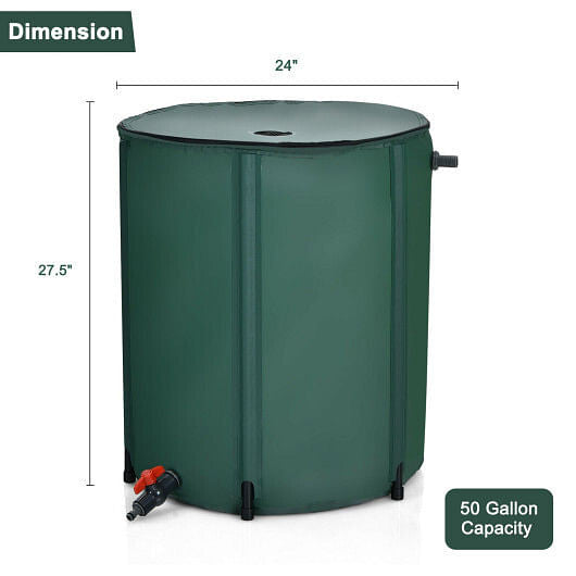 53 Gallon Portable Collapsible Rain Barrel Water Collector-4